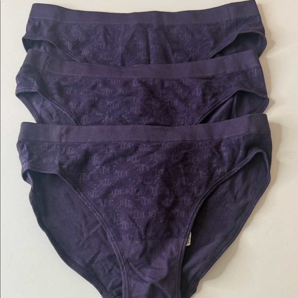 Lauren Ralph Lauren Monogram Mesh Bikini Panties 3 Pairs Size Small / 5 - Picture 1 of 7
